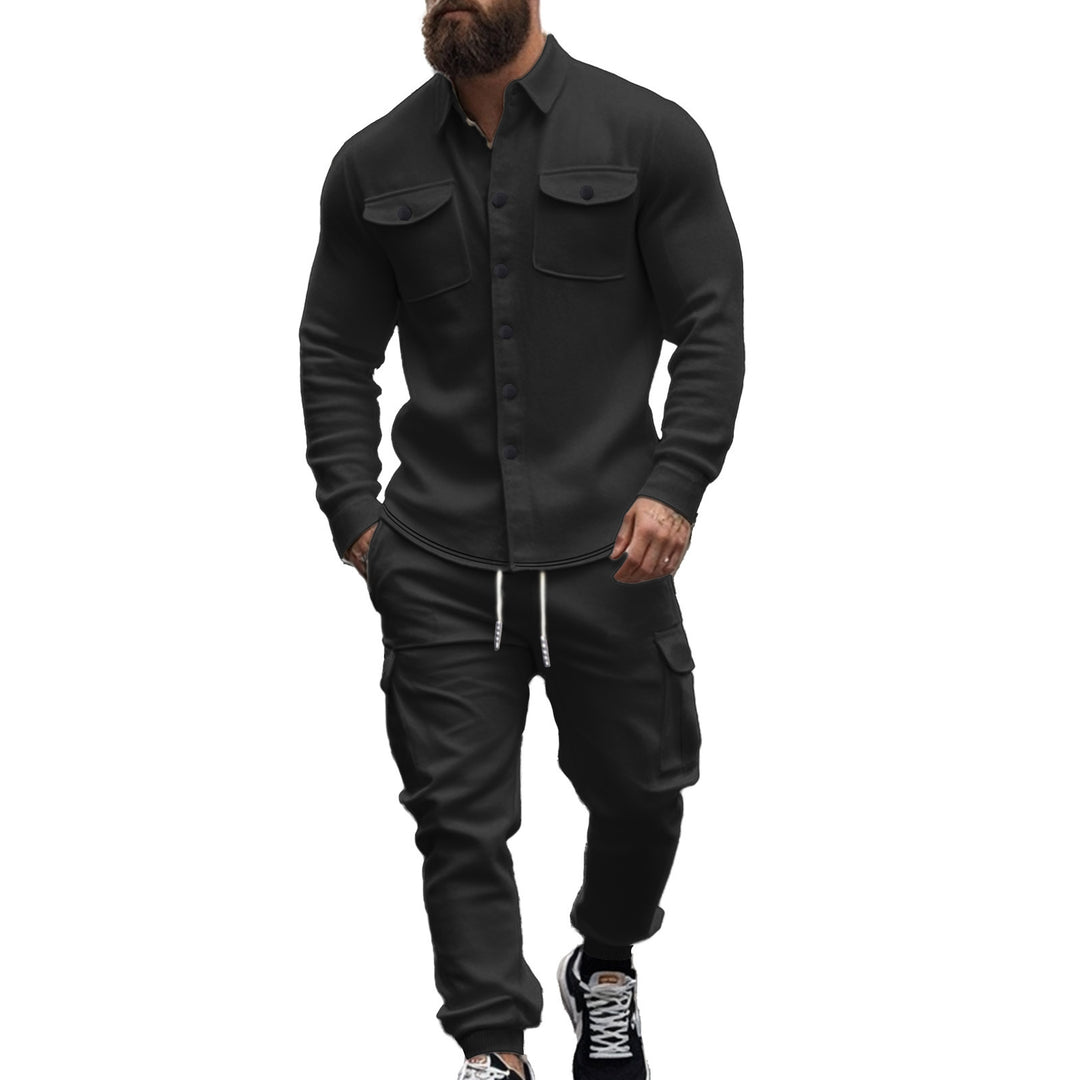 Men's Cargo Set with Casual Shirt and Chic Elastic Pants