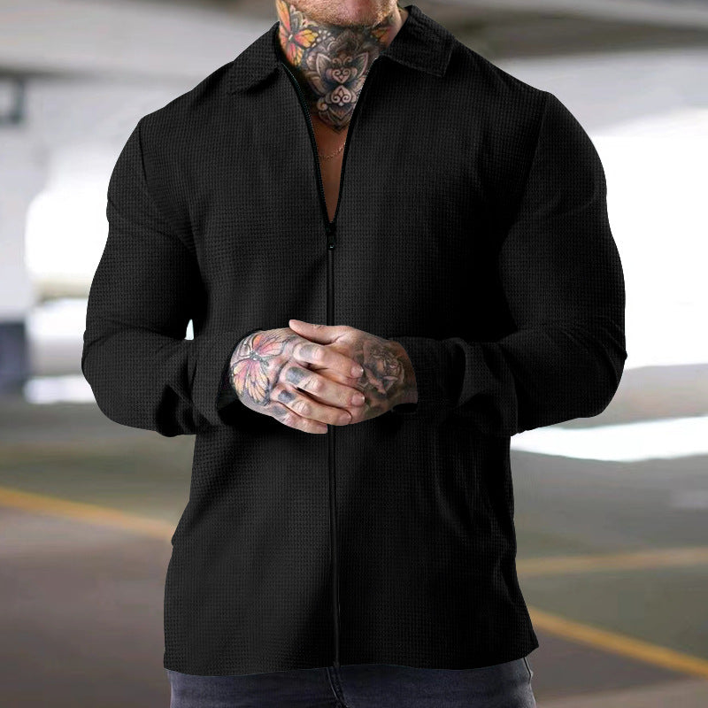 Long sleeve shirt for men with zipper and structured material Lune London