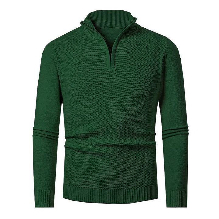 Elegant knitted sweater for men with zip and textured wave design Lune London