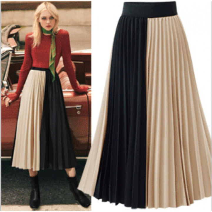 Jupe midi plissée pour femme dans un design moderne en blocs de couleur Chic & Stil