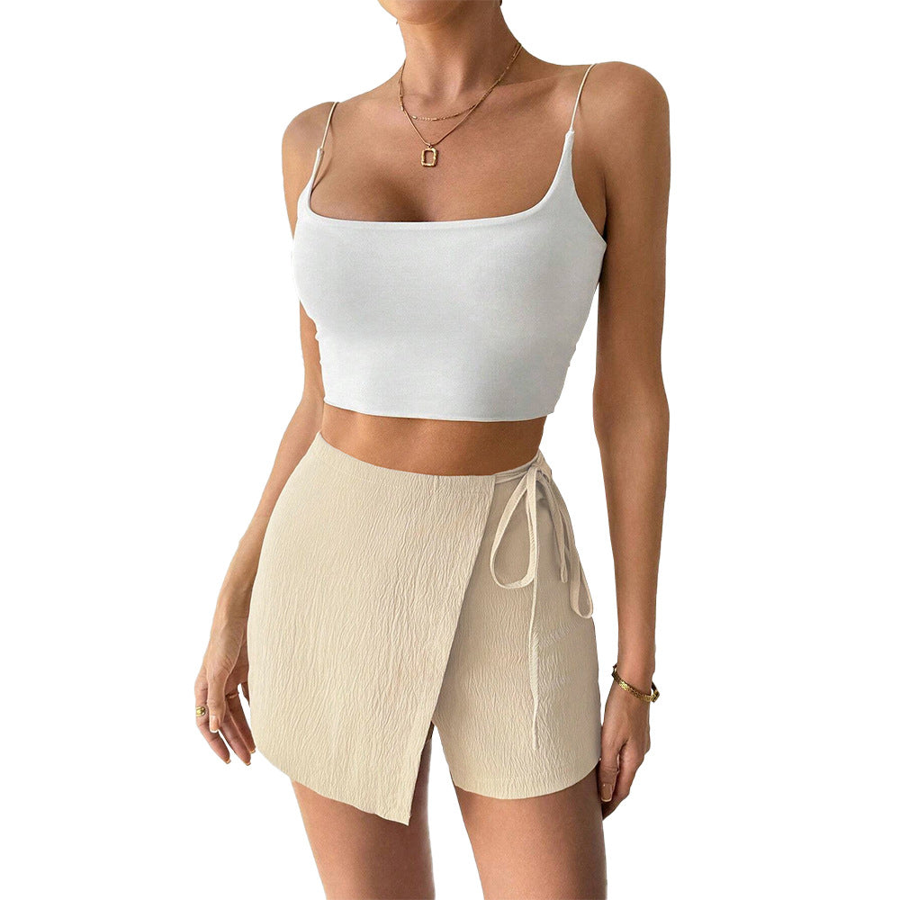 Jupe portefeuille imprimée pour femmes avec cordon de serrage ajustable Chic & Stil