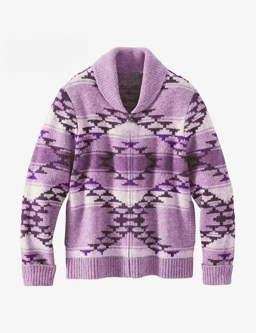 Ladies comfortable vest with high collar and geometric pattern Lune London