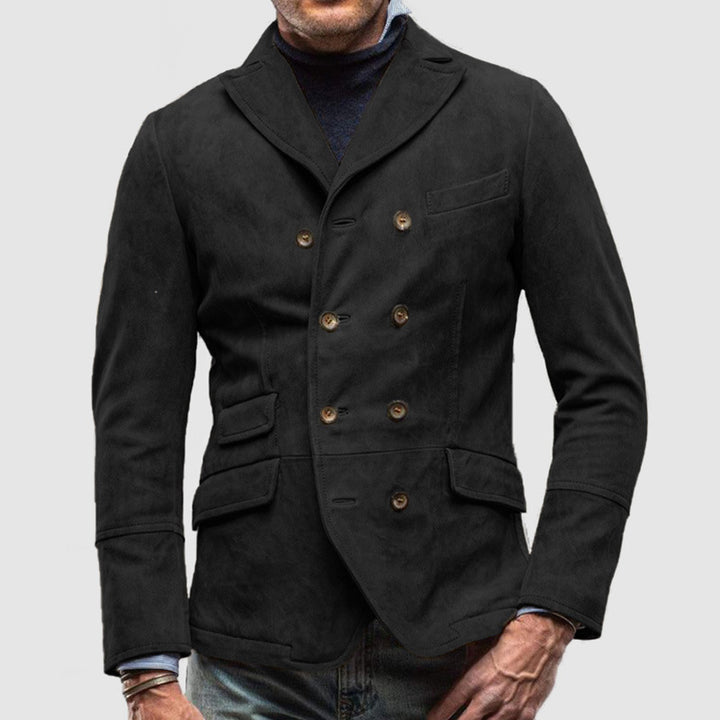 Elegant suede blazer for men with double-breasted and practical pockets Lune London