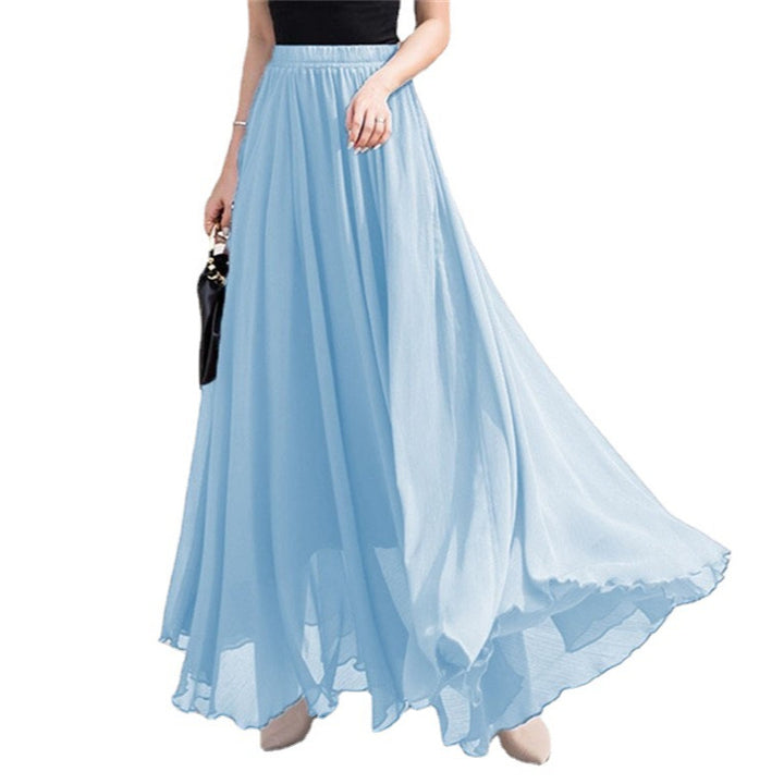 Long and flowing skirt for women with elastic waist and floating hem Lune London