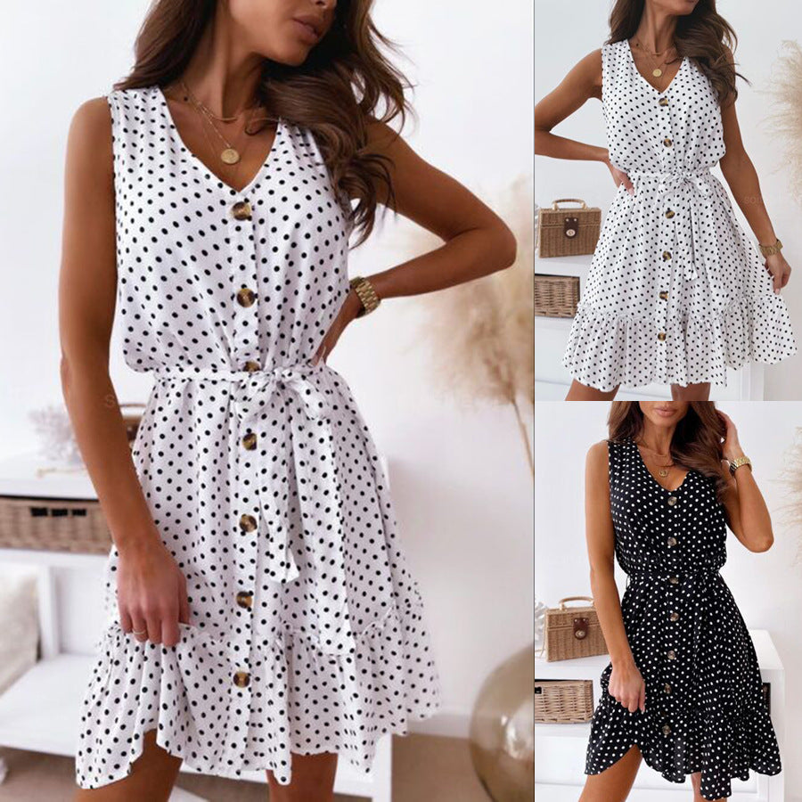 Robe d'été pour femmes, longueur genou, avec fermeture à boutons et ceinture de taille Chic & Stil