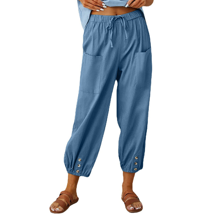 Casual airy trousers for ladies with elastic waistband and pockets Lune London