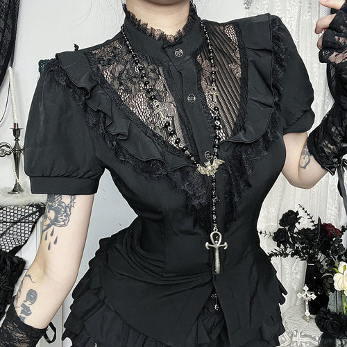 Lune London Gothic Lace Ruffled Blouse for Ladies