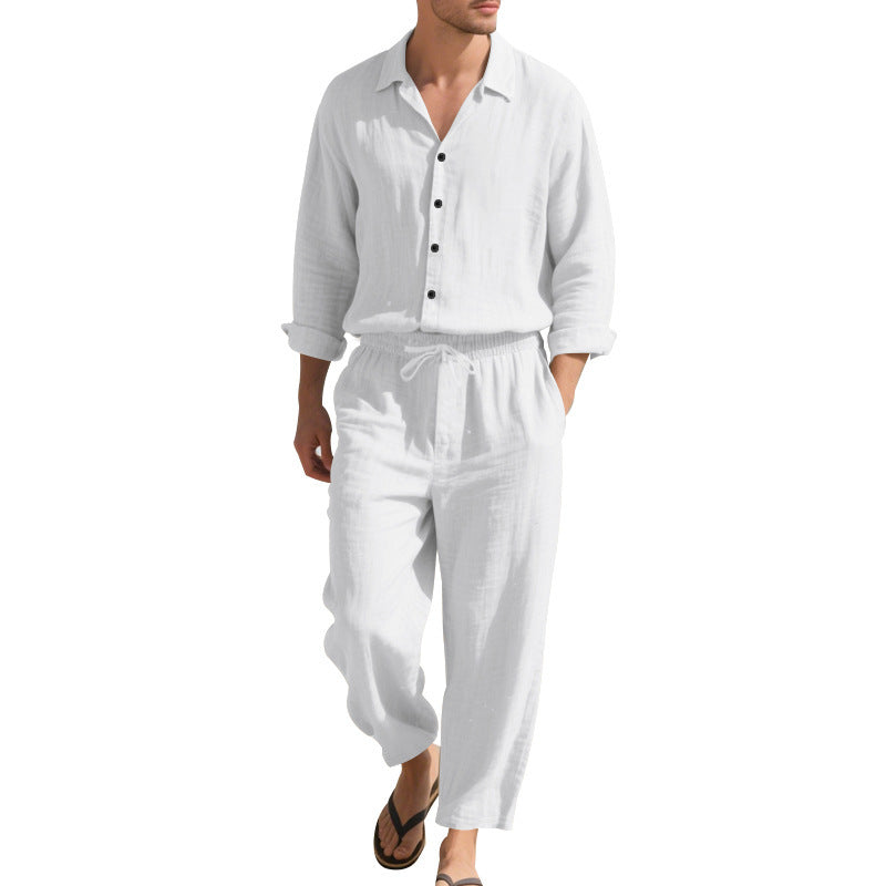 Men's Casual Linen Suit with Elastic Waistband and Comfort Fit Lune London