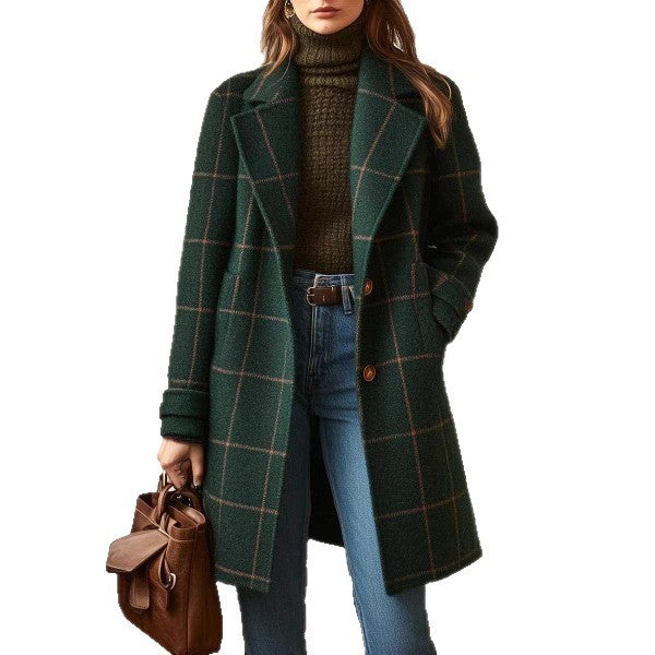 Manteau en laine à carreaux pour femmes Chic & Stil