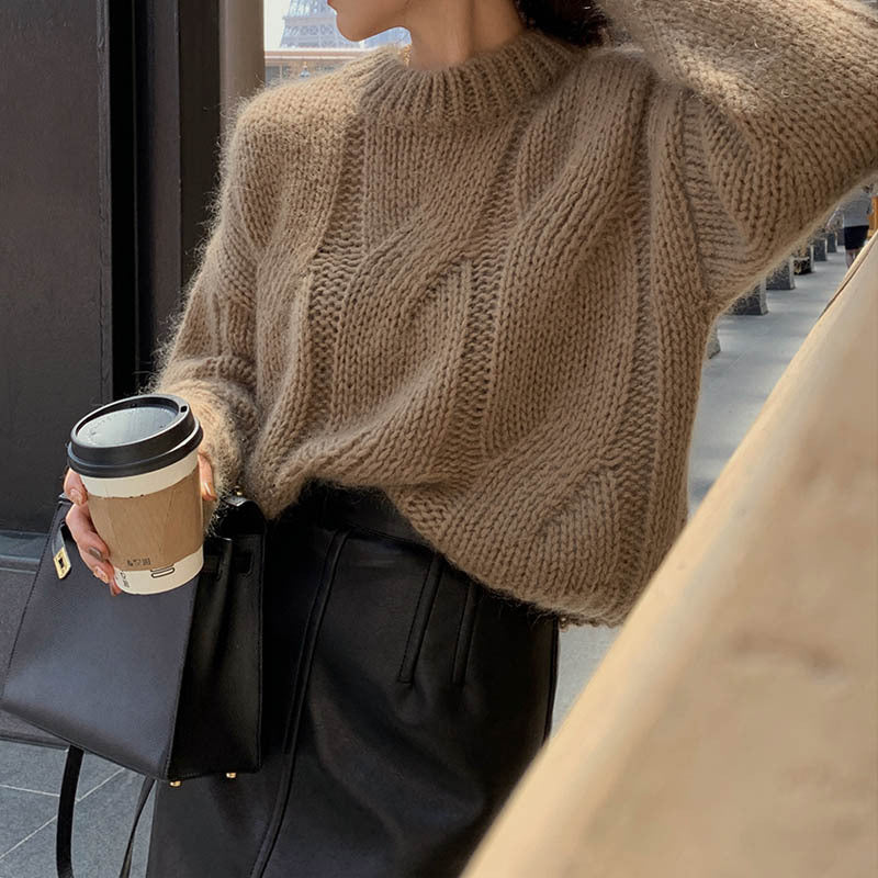 Pull femme en tricot épais avec design en câble et coupe douce Chic & Stil