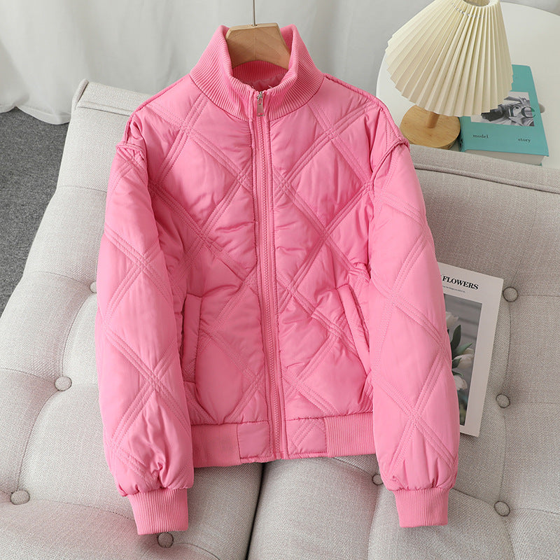 Ladies quilted transition jacket with high collar and elastic cuffs Lune London