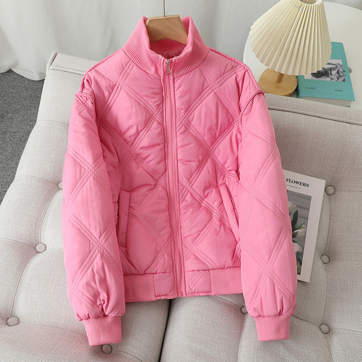 Ladies quilted transition jacket with high collar and elastic cuffs Lune London