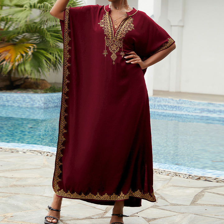 Ladies Elegant Kaftan Dress Embroidered Lune London