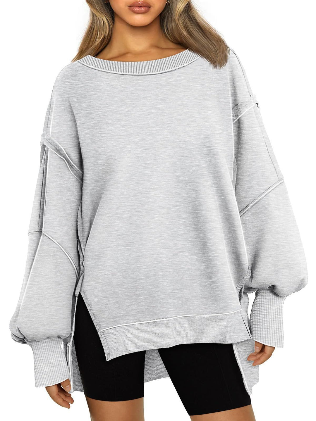Oversized casual sweatshirt for women with wide collar and side openings Lune London