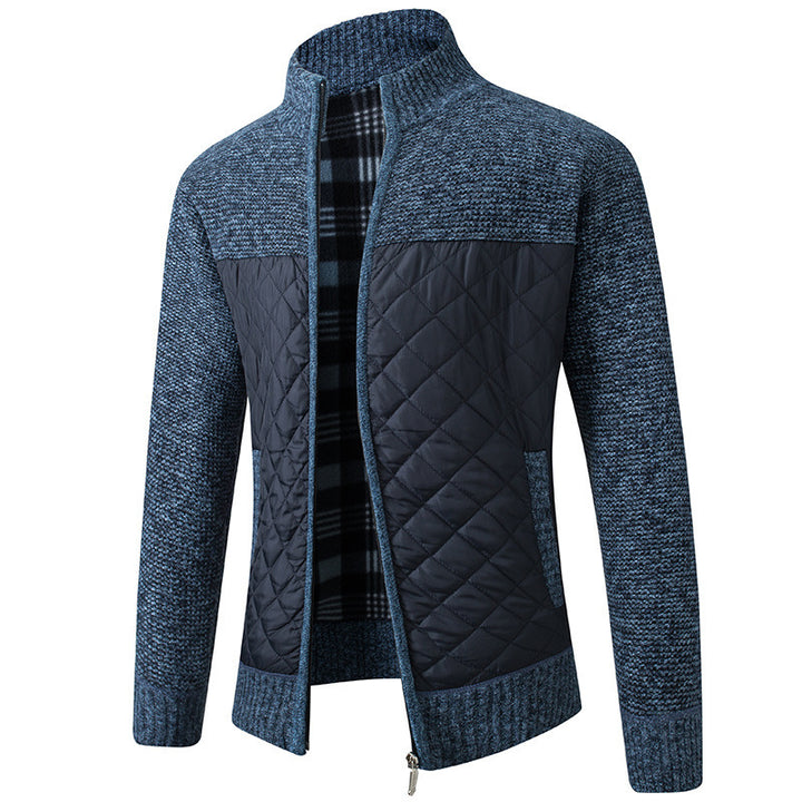 Modern quilted jacket for men with knit top and high collar Lune London