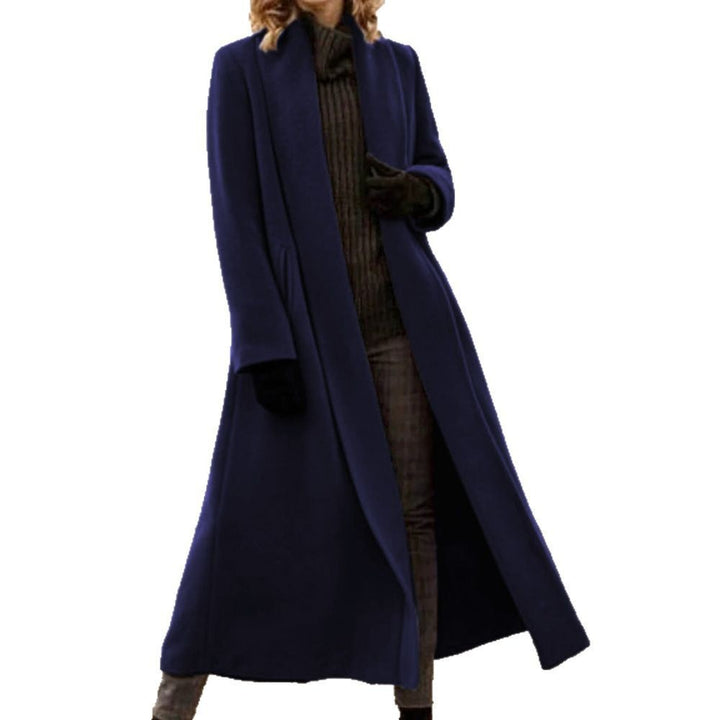 Long wool coat for women with a minimalist design and high collar Lune London