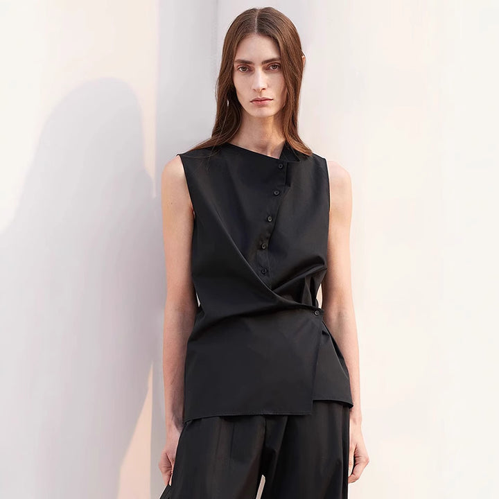 Chemisier sans manches élégant pour femme avec coupe asymétrique Chic & Stil