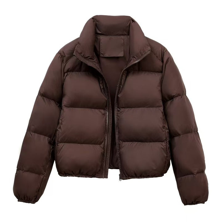 Elegant women's short down jacket with high collar and practical pockets Lune London