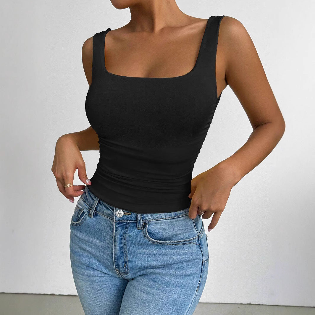 Top ajusté pour femmes avec décolleté carré et détails froncés Chic & Stil