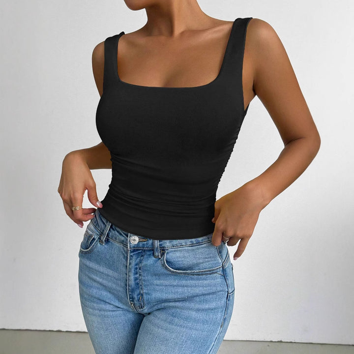Top ajusté pour femmes avec décolleté carré et détails froncés Chic & Stil