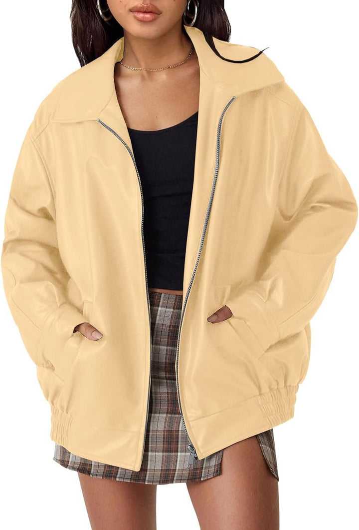 Ladies elegant casual leather coat Lune London