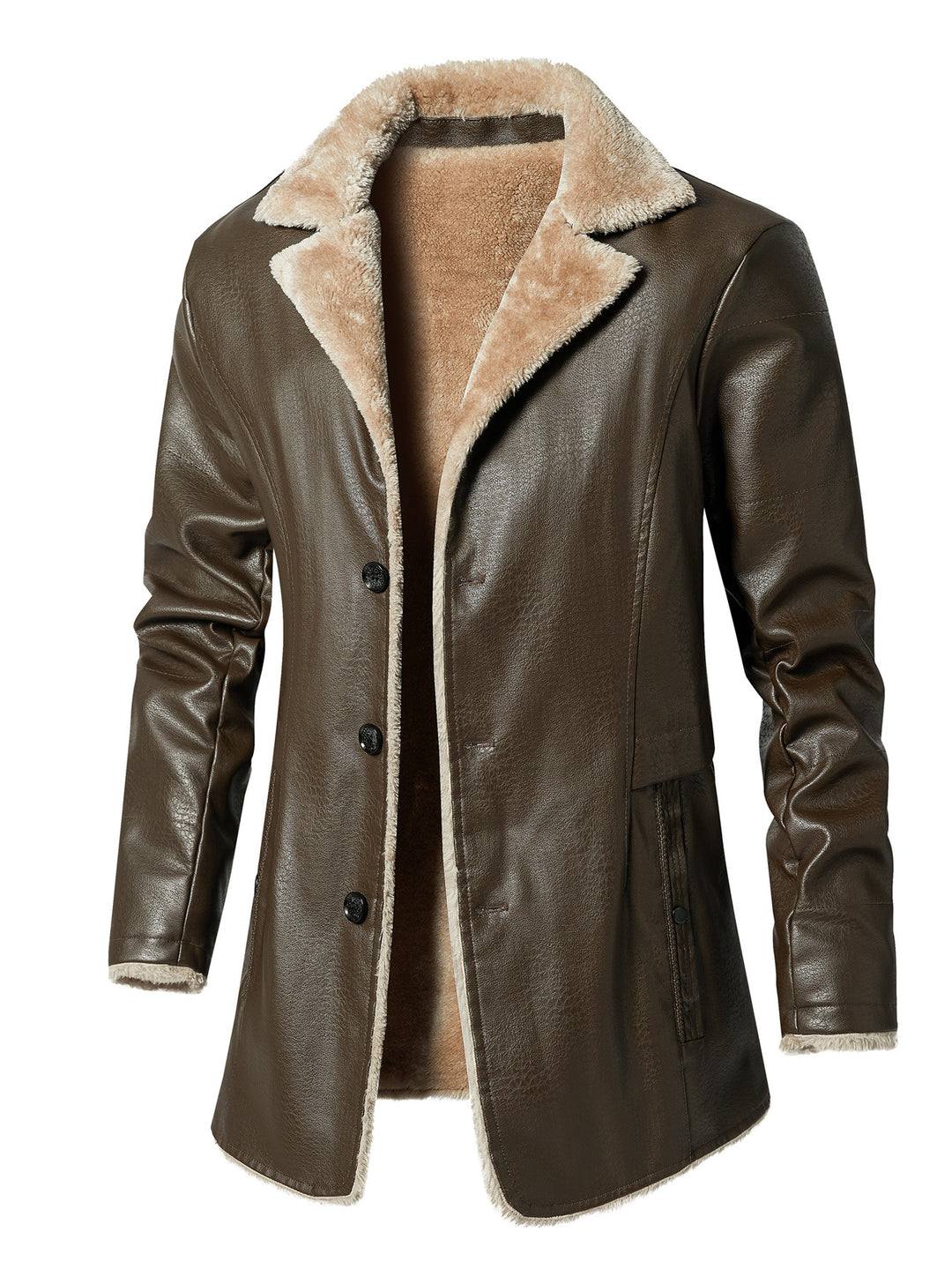 Men's synthetic leather jacket with luxurious fleece lining Lune London