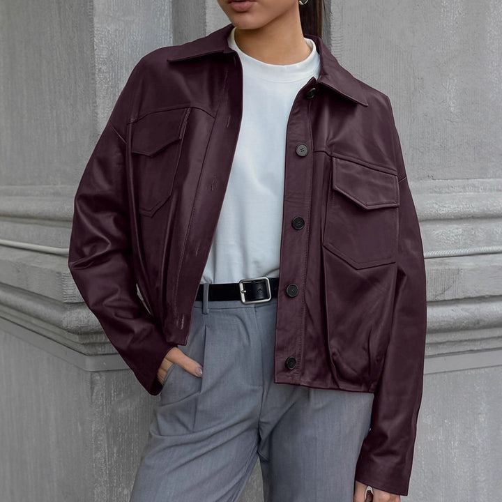 Women's faux leather jacket with practical pockets and modern cut Lune London