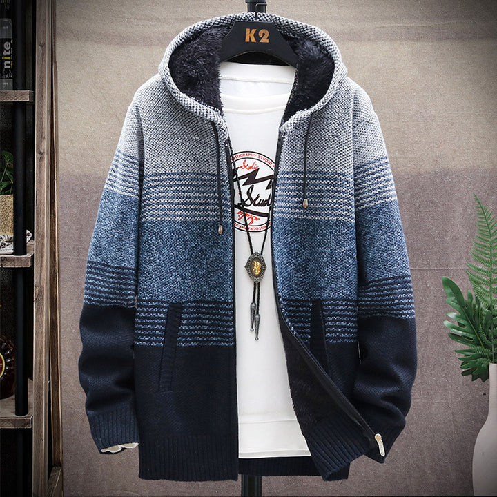 Sporty hooded jacket for men with warm lining and trendy striped pattern Lune London
