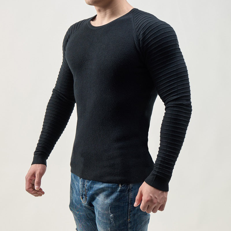 Men Long Sleeve T-shirt with Textured Sleeves Lune London