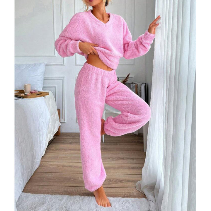 Ladies Cozy Fleece Lounge Set with Elastic Waist Lune London