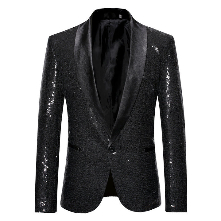 Ladies Bl sparkling blazer with black lapels Lune London