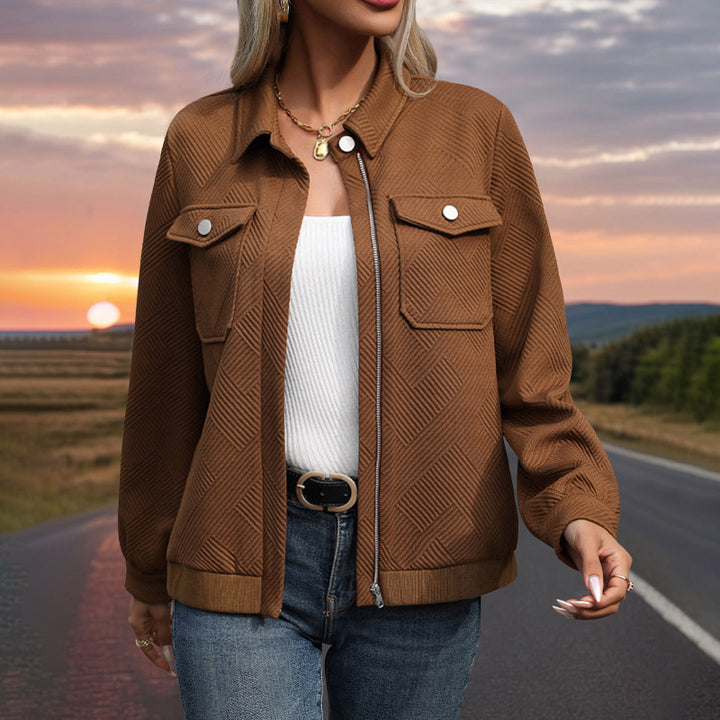 Striped overshirt jacket for women with buttons and front pockets Lune London