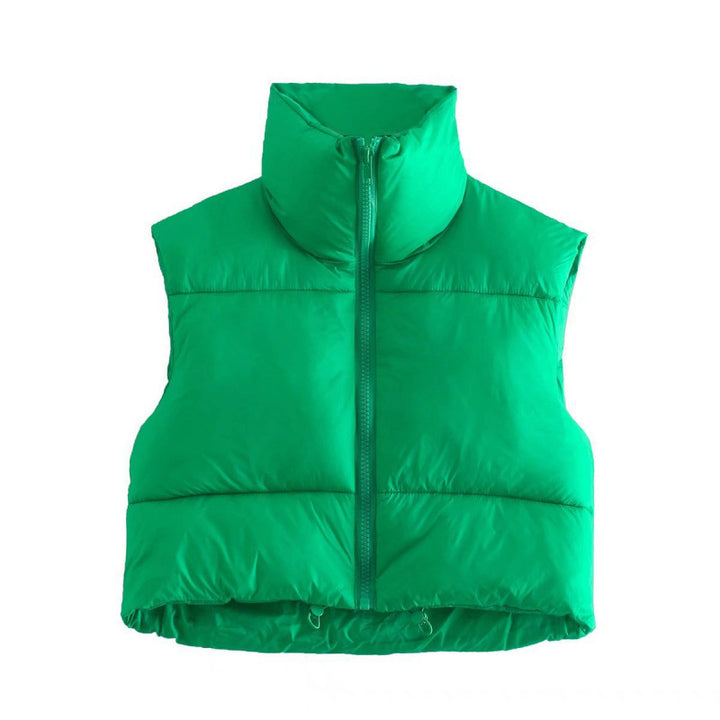 Quilted vest for women with high collar and practical pockets Lune London