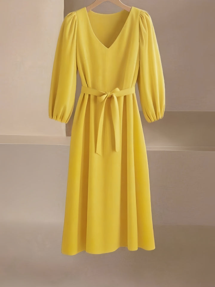 Maxi dress for women with V-neck and elegant puff sleeves Lune London