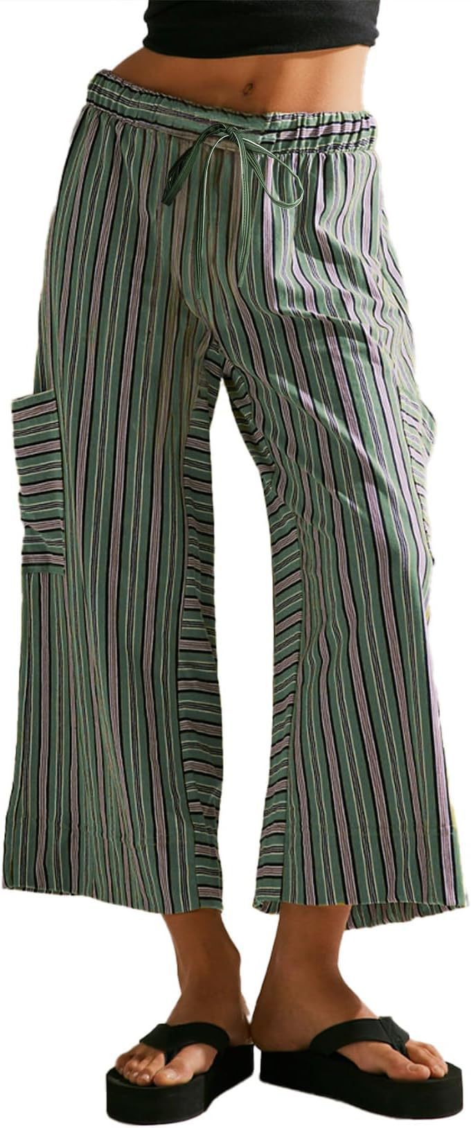 Lune London Women's Striped Wide Pants