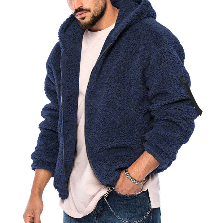 Comfortable hooded jacket for men in teddy fleece Lune London