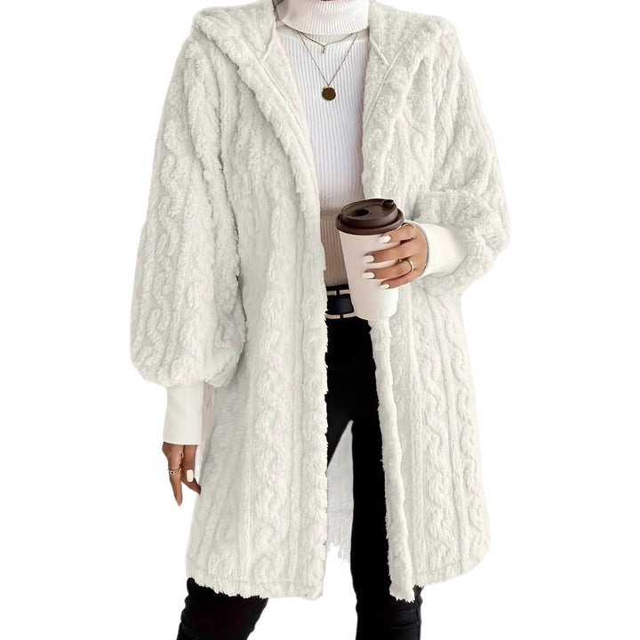 Trendy long jacket for women with hood and texture Lune London