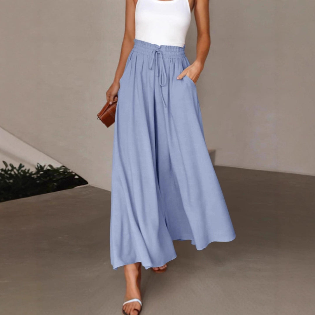 Wide-leg pants for women with elastic waistband and pockets Lune London