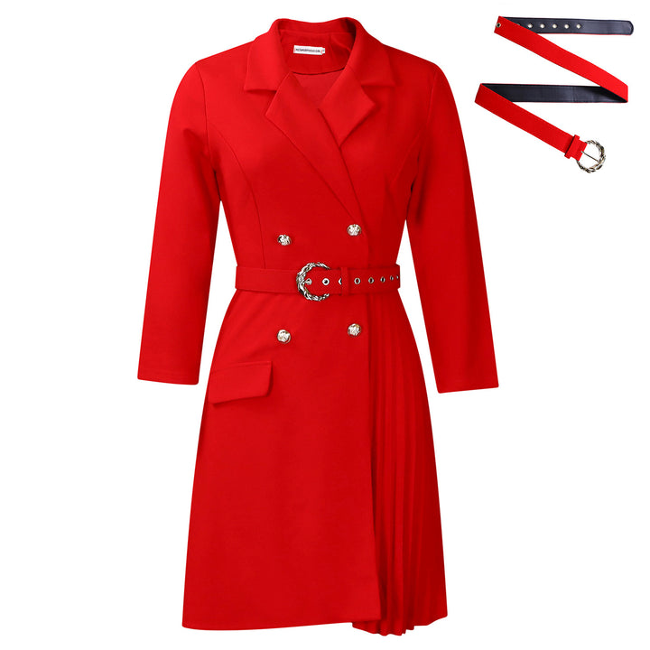 Blazer dress for women with fitted belt and elegant button details Lune London