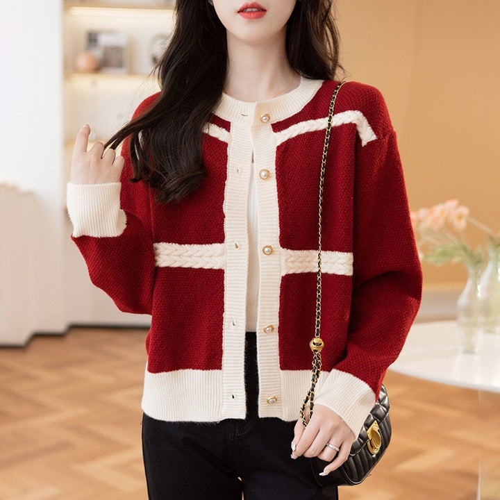Ladies Large knitted cardigan with decorative buttons and braid details Lune London