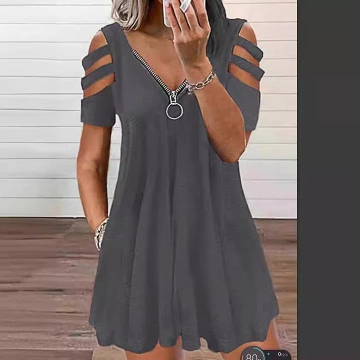 Dress women with V-neckline and bare shoulders Lune London
