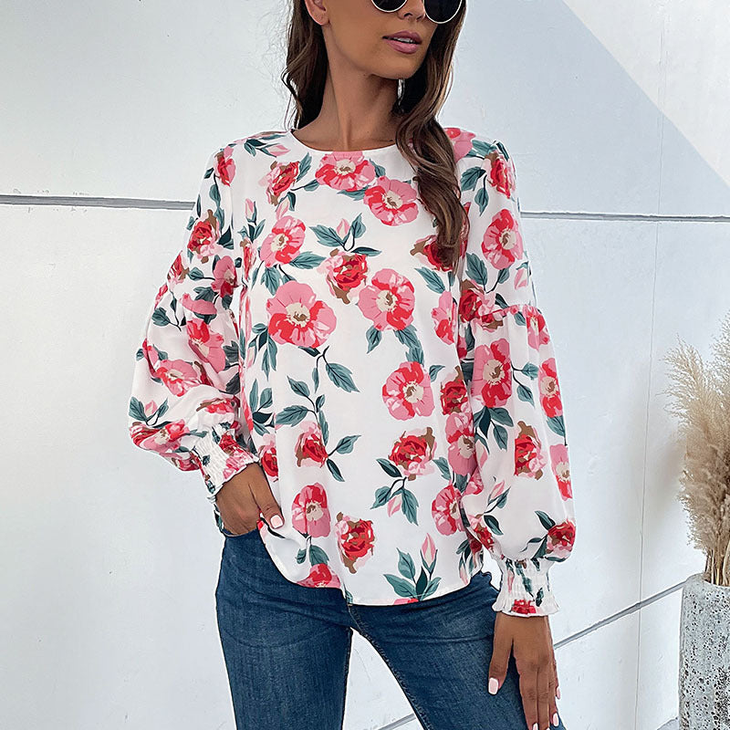 Women's blouse with floral patterns and voluminous sleeves Lune London