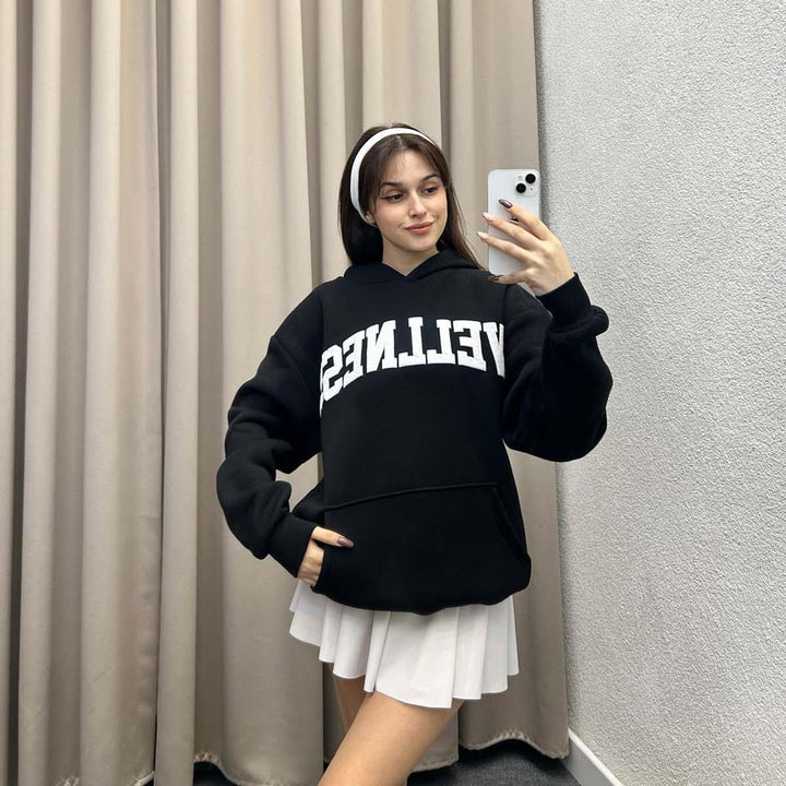 Ladies Hoodie with large logo and kangaroo pocket Lune London