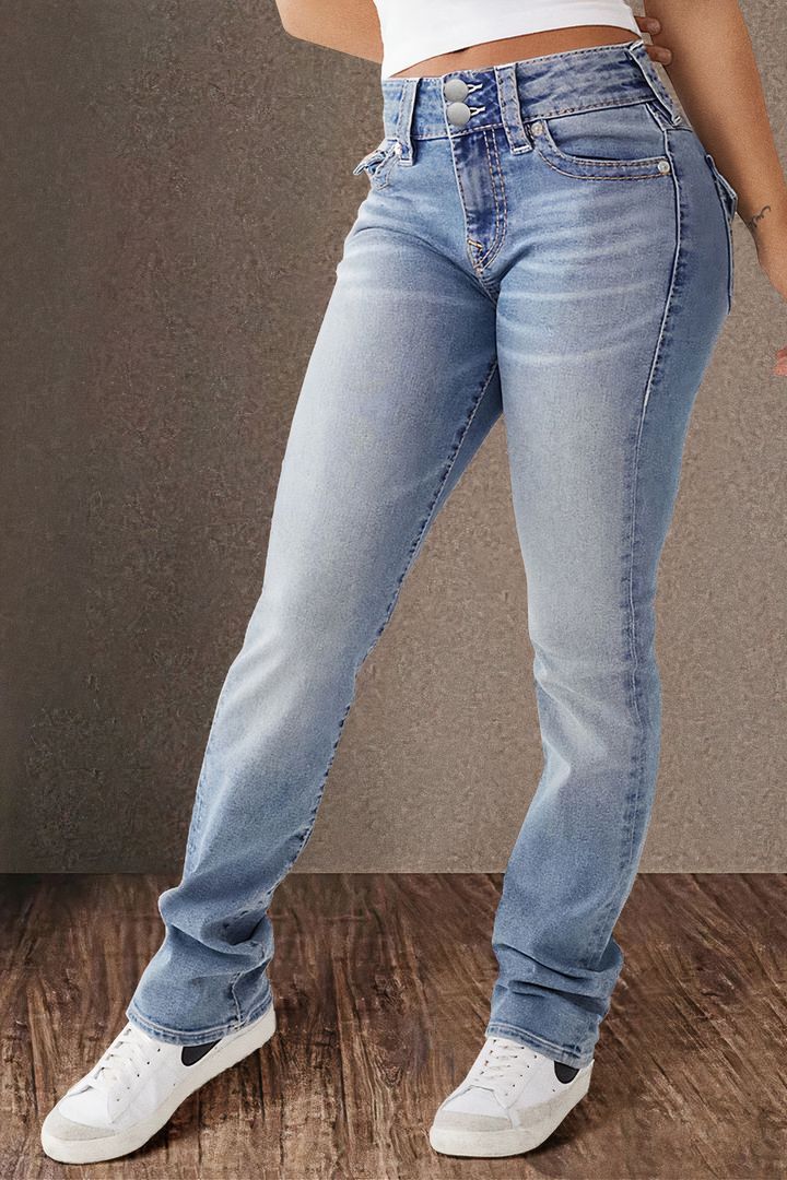 High-waisted jeans for women with decorative buttons Lune London