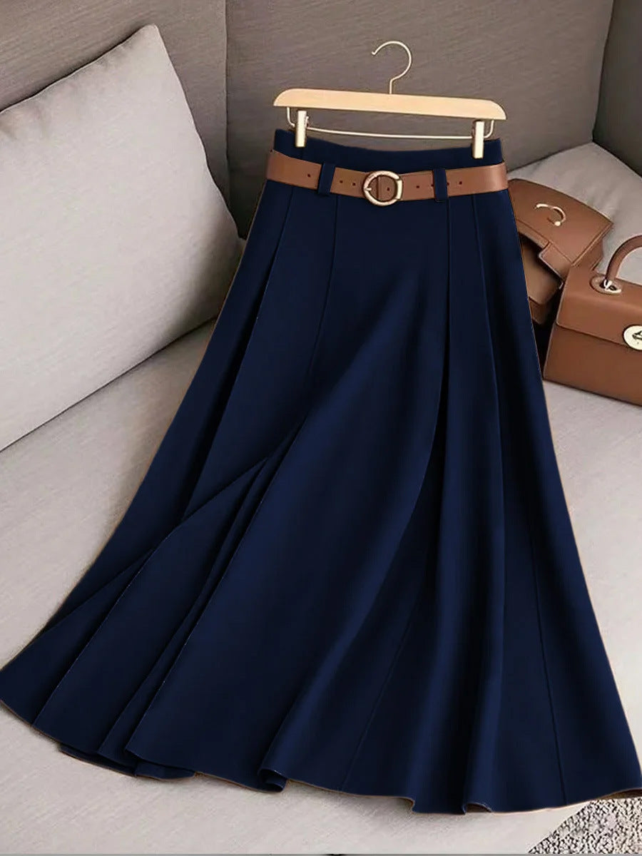 Jupe plissée évasée pour femmes avec application de ceinture élégante Chic & Stil