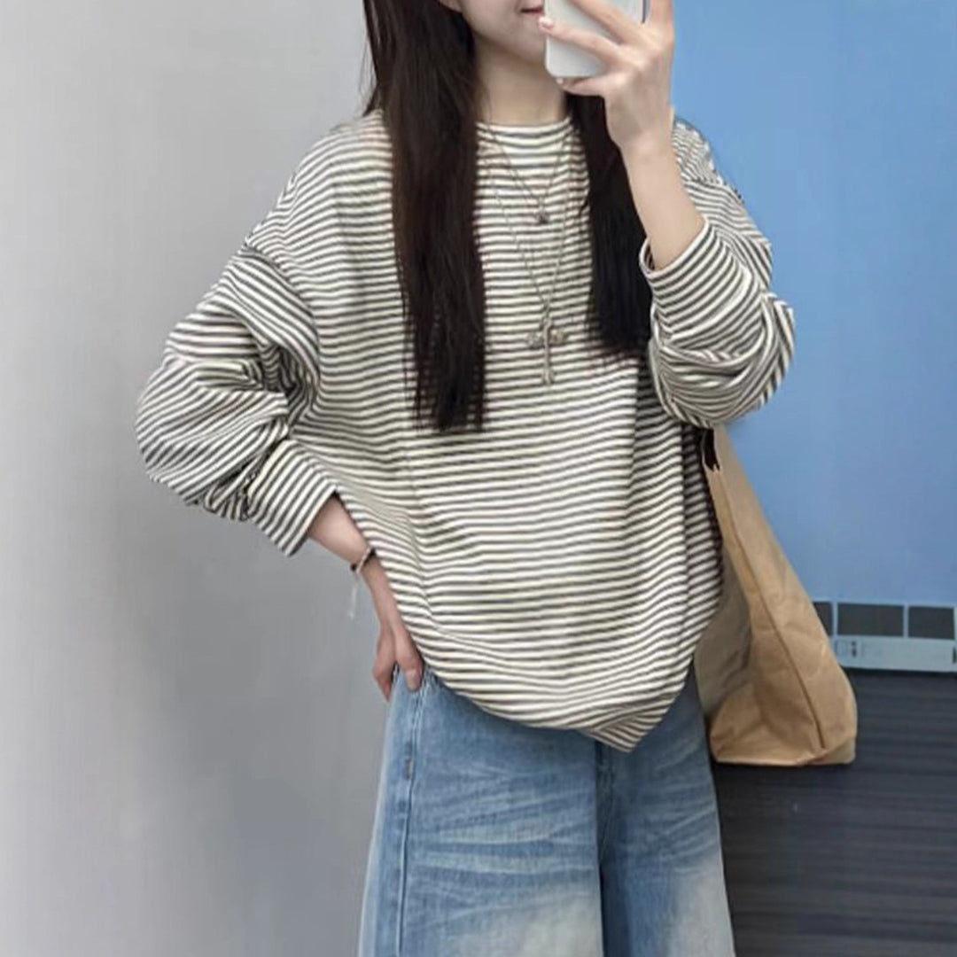 Women's Casual Stripe Long Sleeve Shirt Chic & Stil