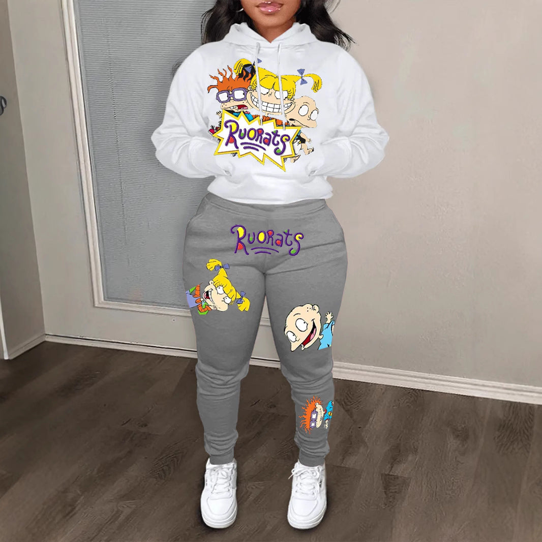 Women's hoodie and jogger set with colorful cartoon patterns Lune London