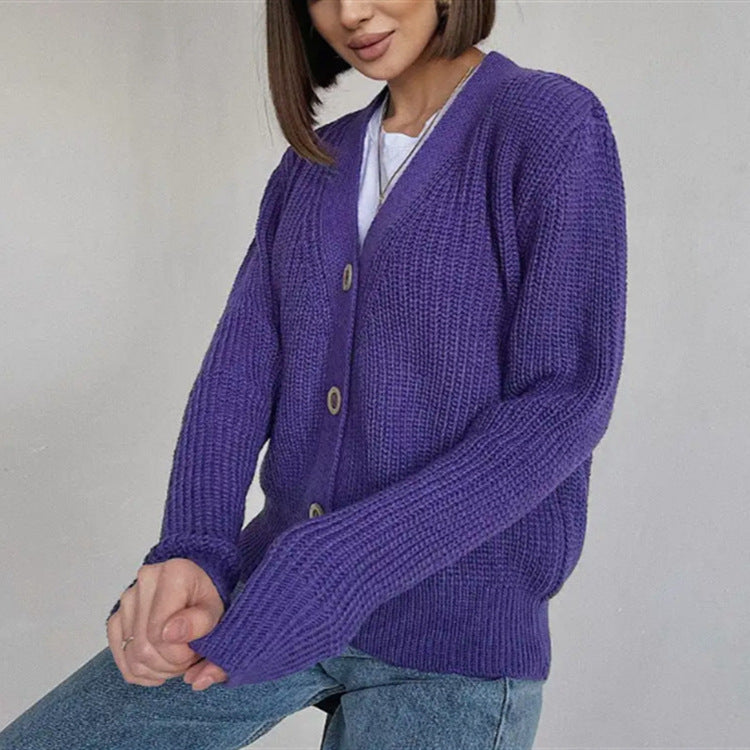 Women Chunky Knit Vest with Buttons Lune London