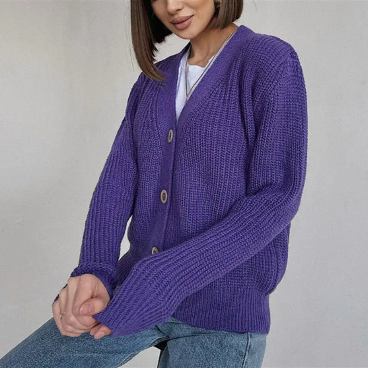 Women Chunky Knit Vest with Buttons Lune London