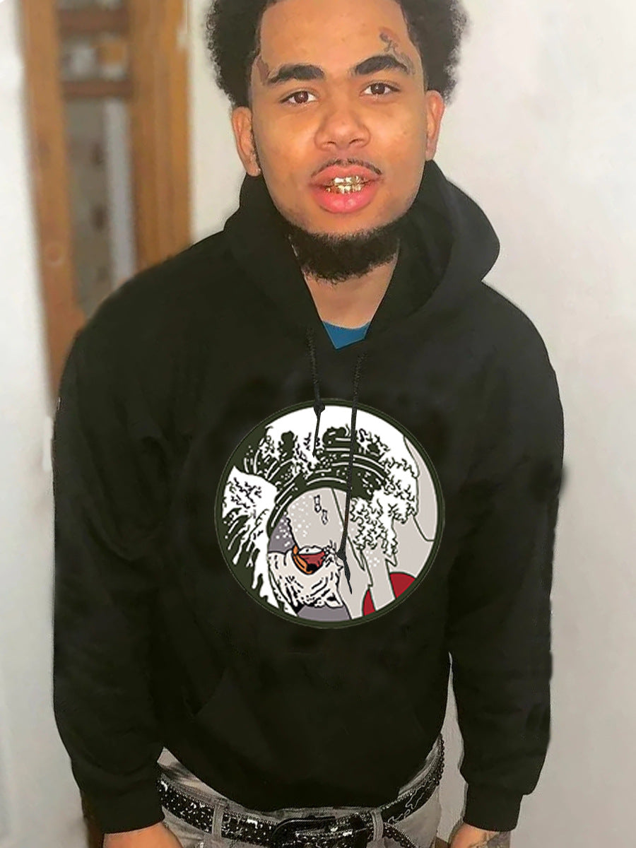 Men's hoodie with creative wave graphic Lune London